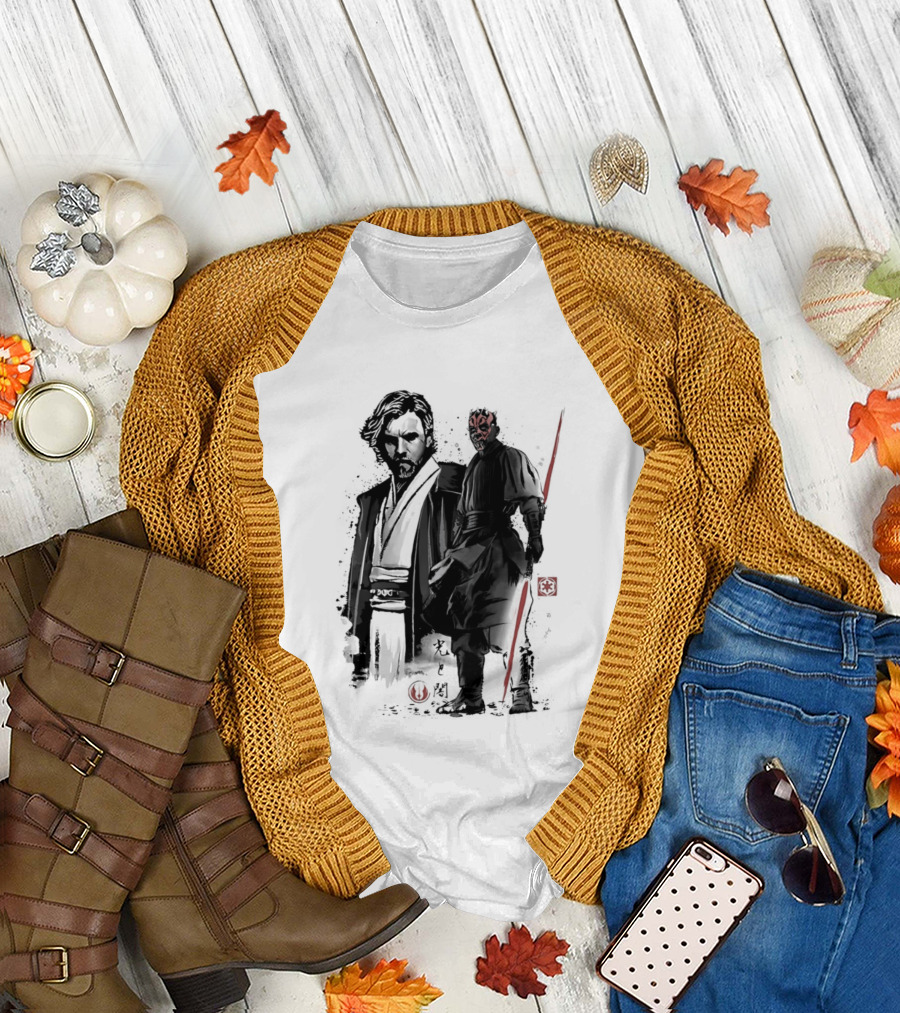 Fueled By Hatred And Revenge Obi Wan Kenobi Darth Maul Japanese Sumi E T-Shirt