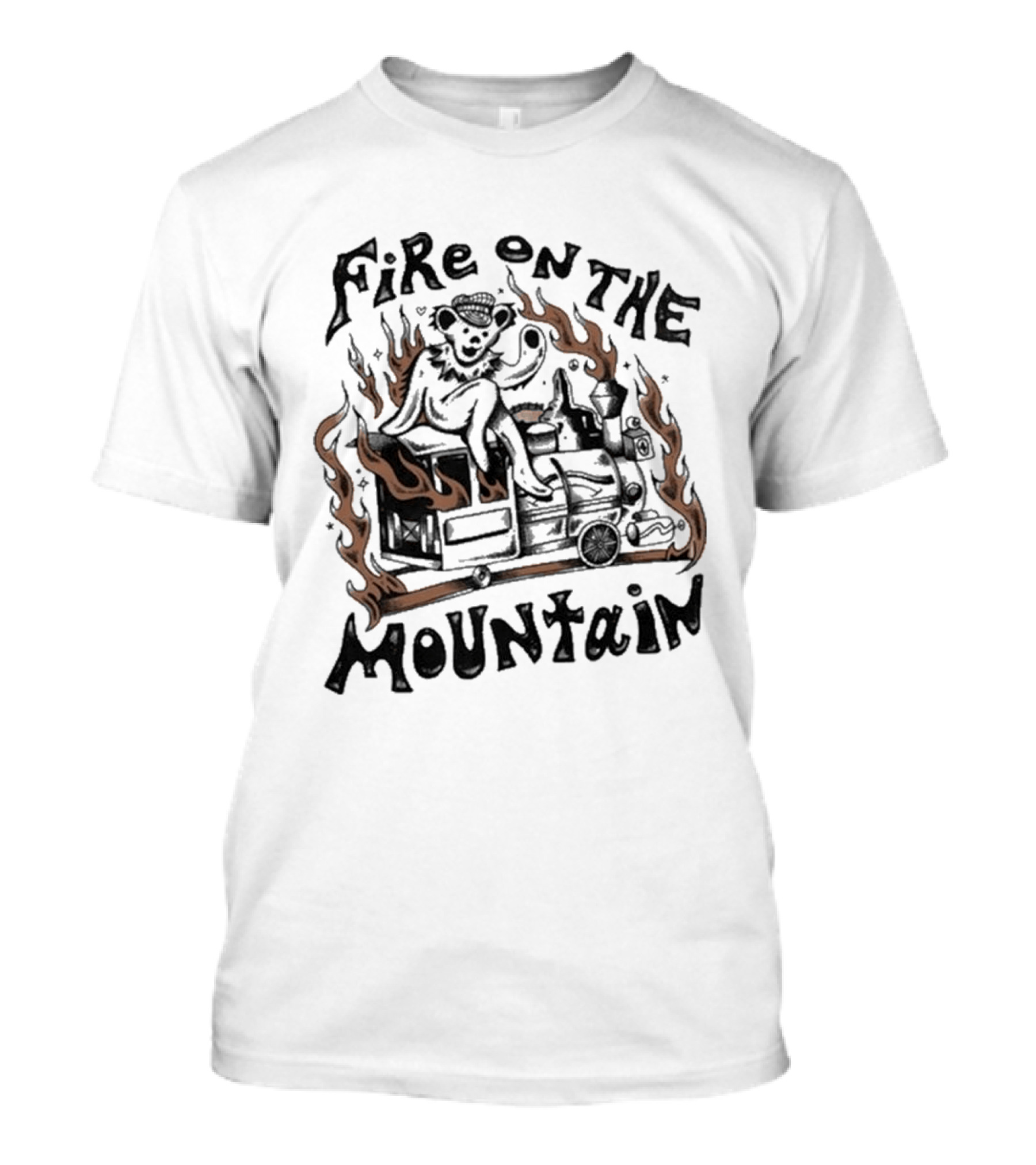 Grateful Dead Fire On The Mountain Skeleton With Flames And Musical Instrument T-Shirt
