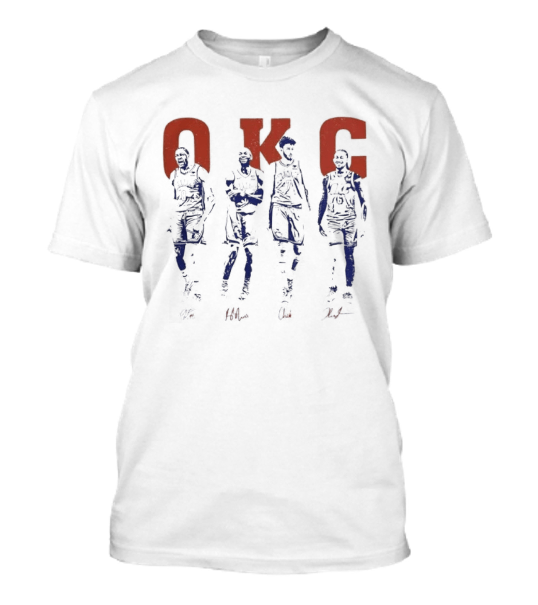 Oklahoma City Thunder OKC Players Silhouettes Red OKC Letters T-Shirt