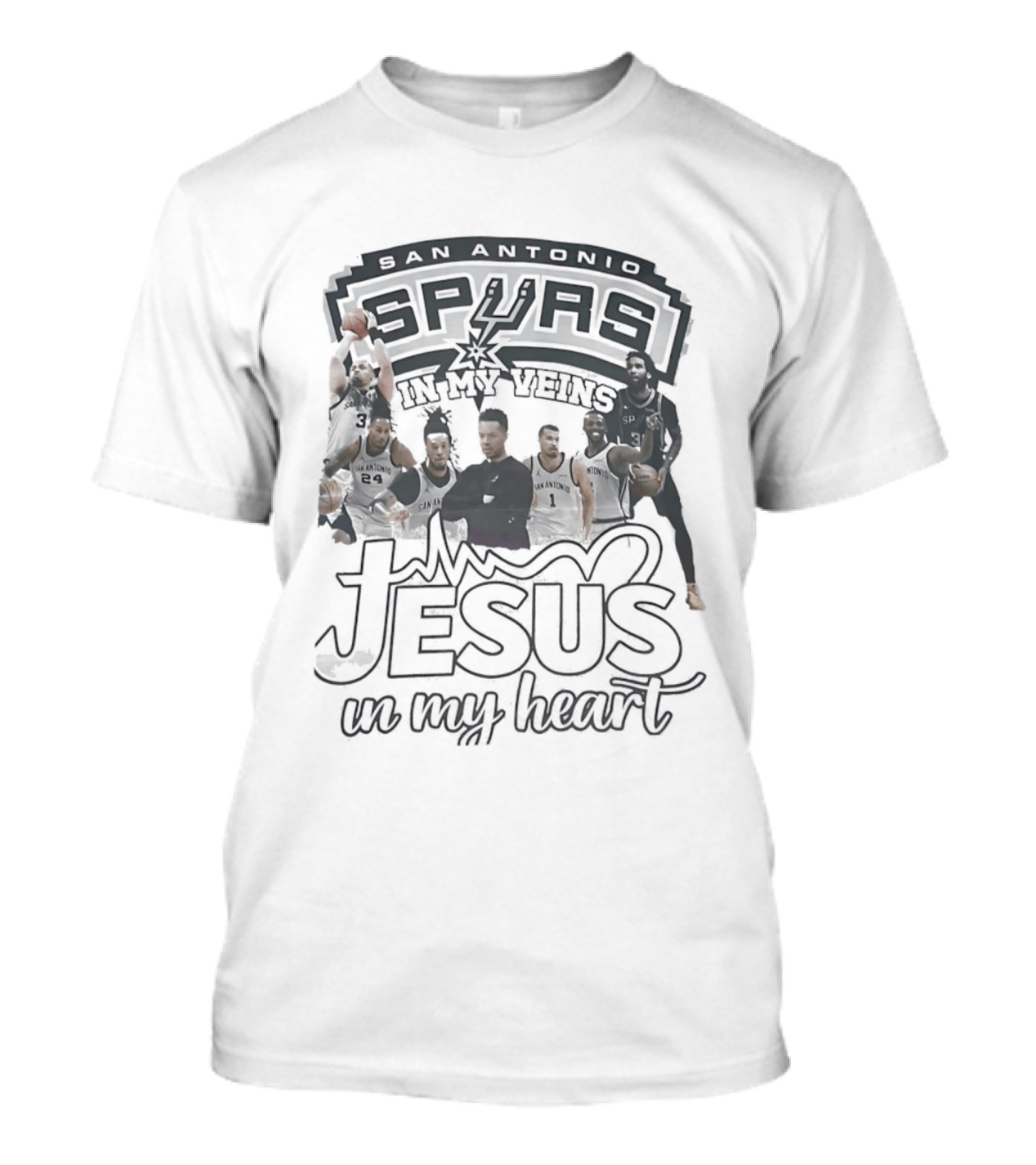 San Antonio Spurs Big Team In My Veins Jesus In My Heart T-Shirt