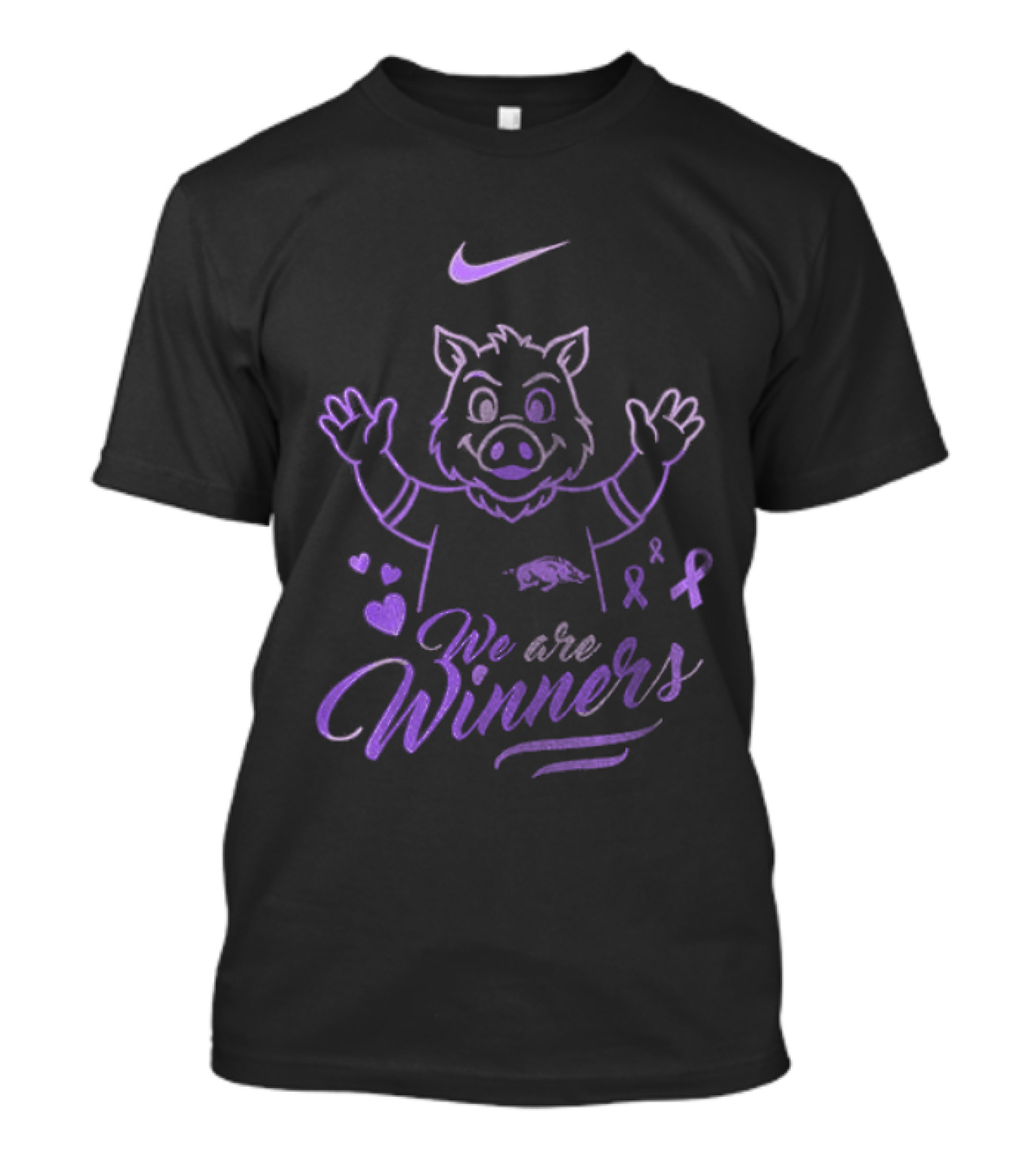 Arkansas Razorbacks Cancer Survivor We Are Winners Nike Purple Ribbon T-Shirt