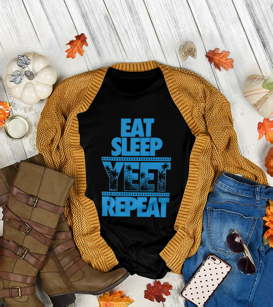 Eat Sleep Yeet Repeat WWE Jey Uso Blue Tropical T-Shirt