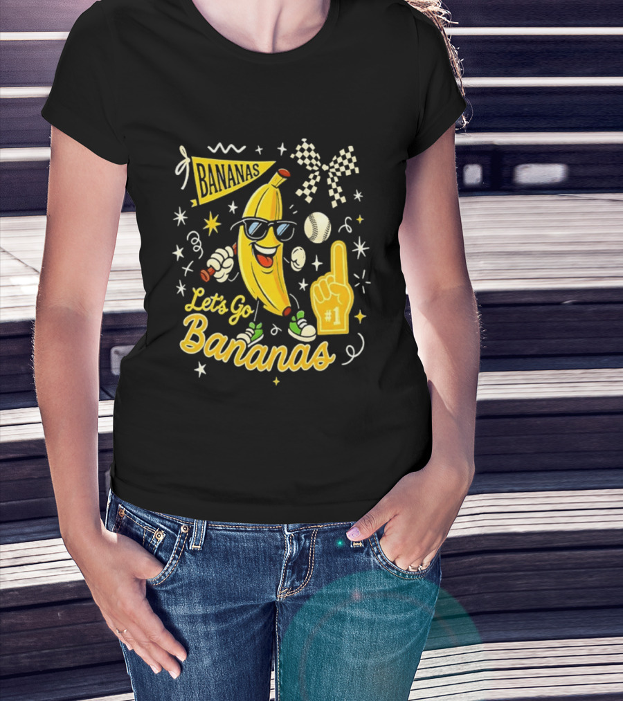 Bananas Let's Go Bananas 2026 With Sunglasses And Foam Finger #1 T-Shirt
