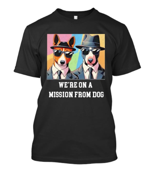 Basenji Dog Black Suit Mission From Dog Sunglasses And Hats T-Shirt