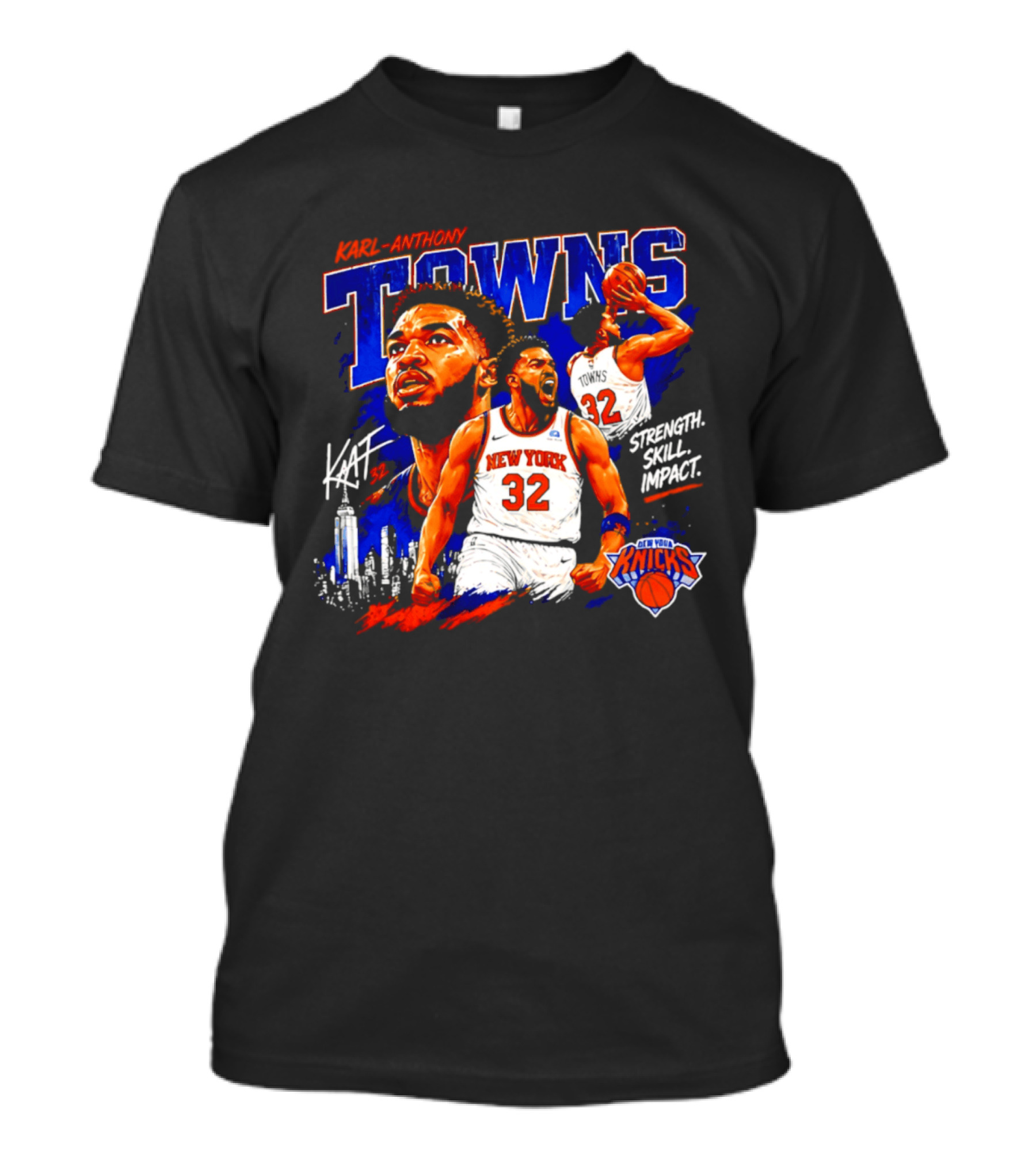 Karl Anthony Towns New York Knicks Strength Skill Impact 32 T-Shirt