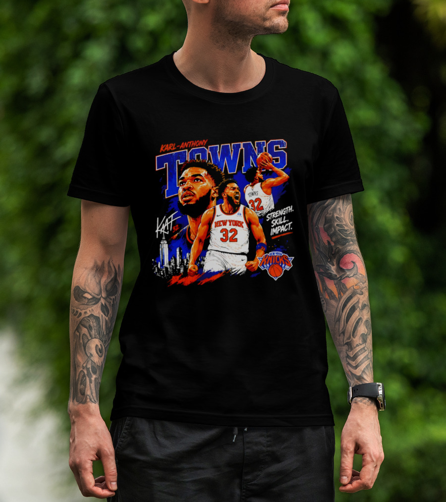 Karl Anthony Towns New York Knicks Strength Skill Impact 32 T-Shirt