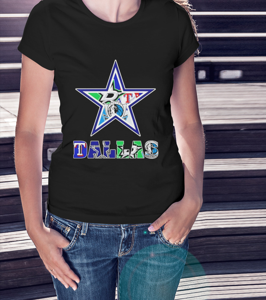 Dallas Cowboys Mavericks Stars Rangers Sports Team Star Mashup T-Shirt
