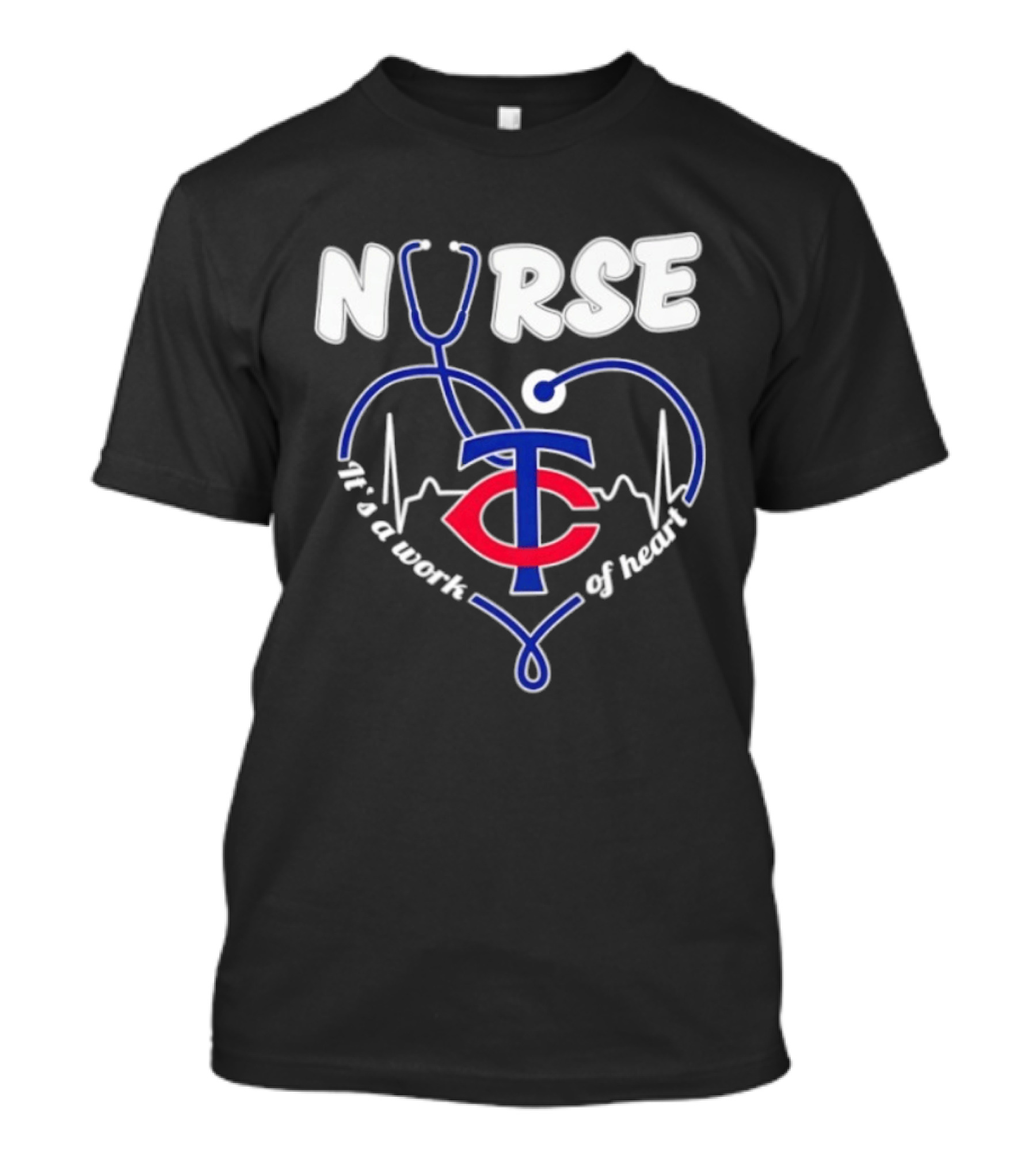 Minnesota Twins Stethoscope Nurse It's A Work Of Heart T-Shirt