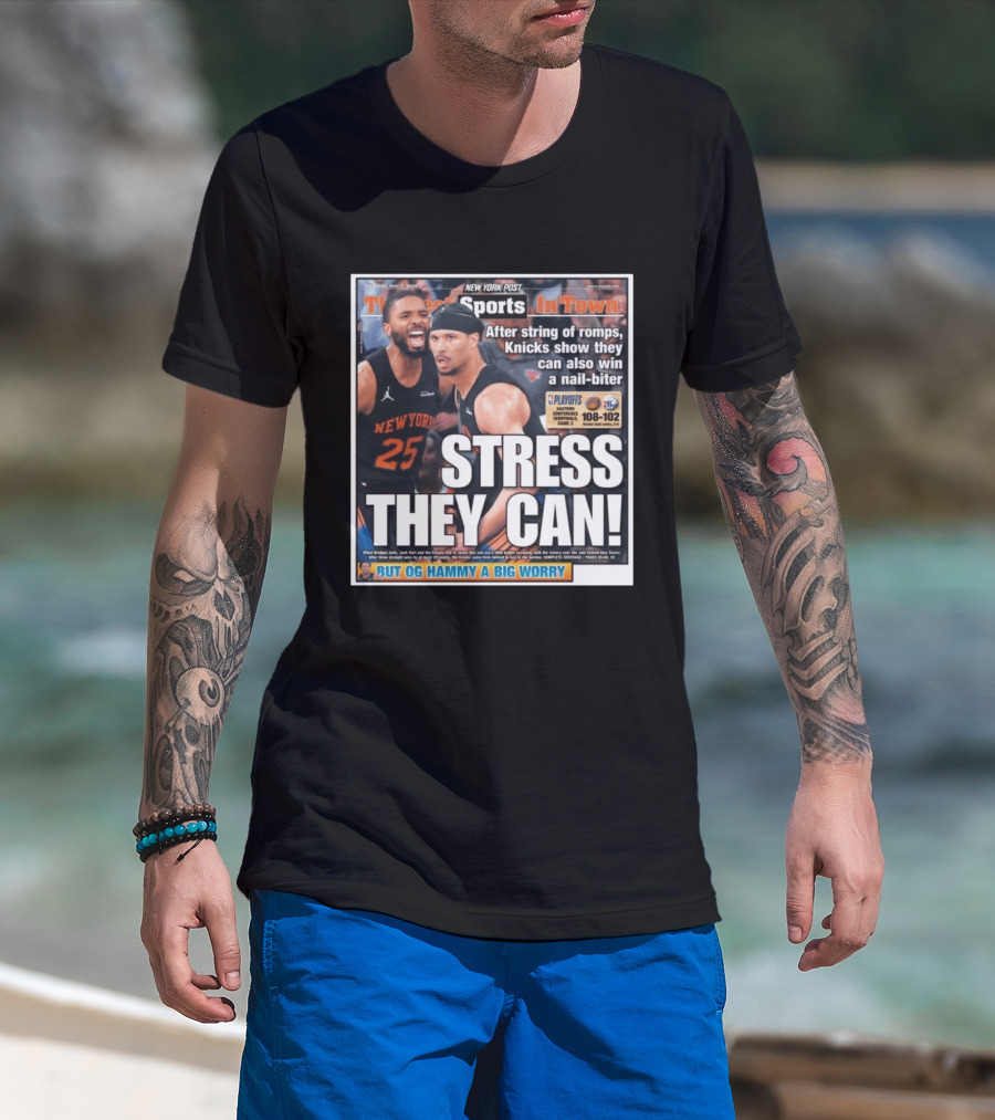 New York Post Sports Knicks Win Nail Biter Stress They Can Playoffs Victory T-Shirt
