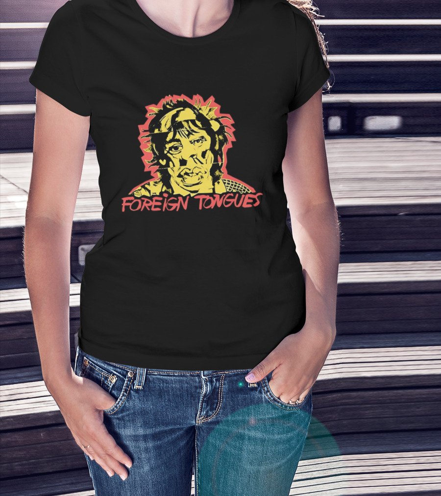 Foreign Tongues Neon Pop Art Vintage Retro 80s Distorted Face T-Shirt