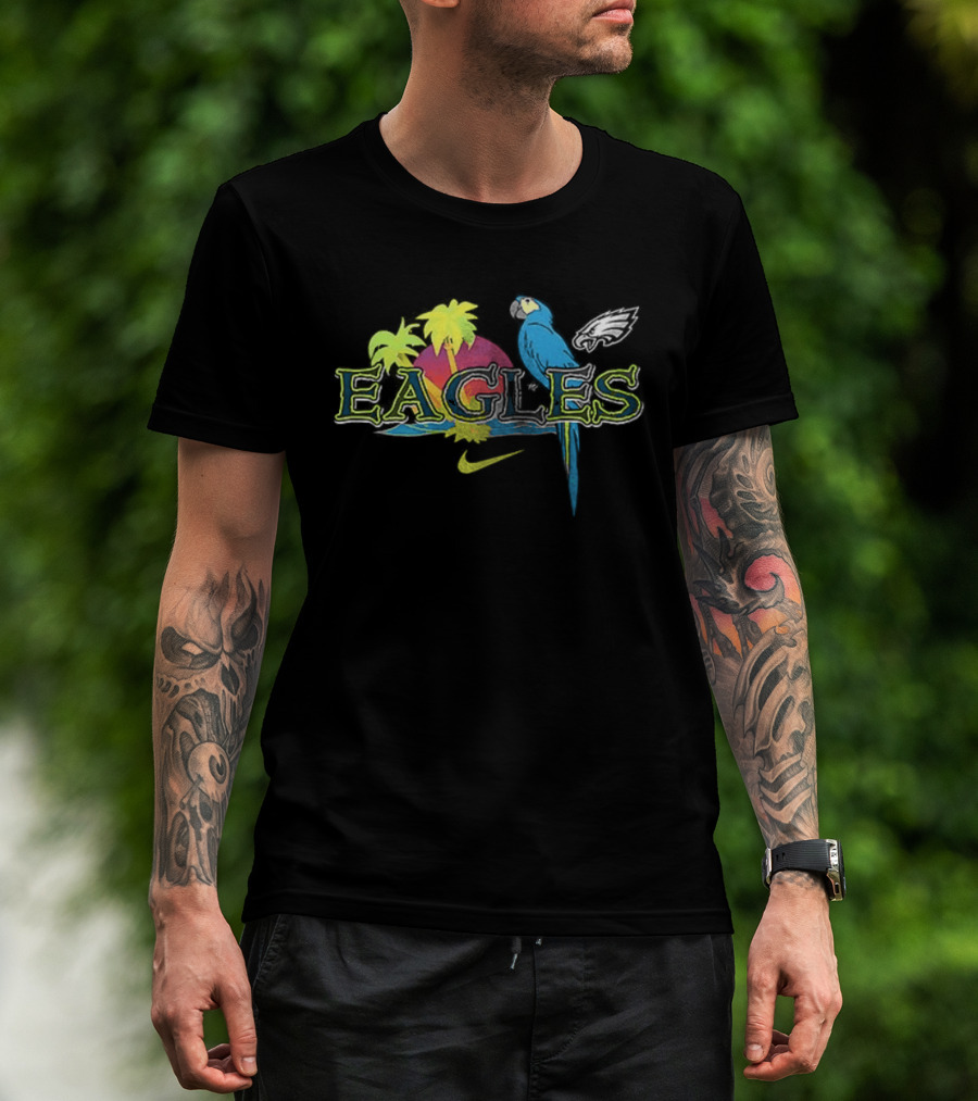 Philadelphia Eagles Parrot Tropical Vibes It's 5 O' Somewhere T-Shirt