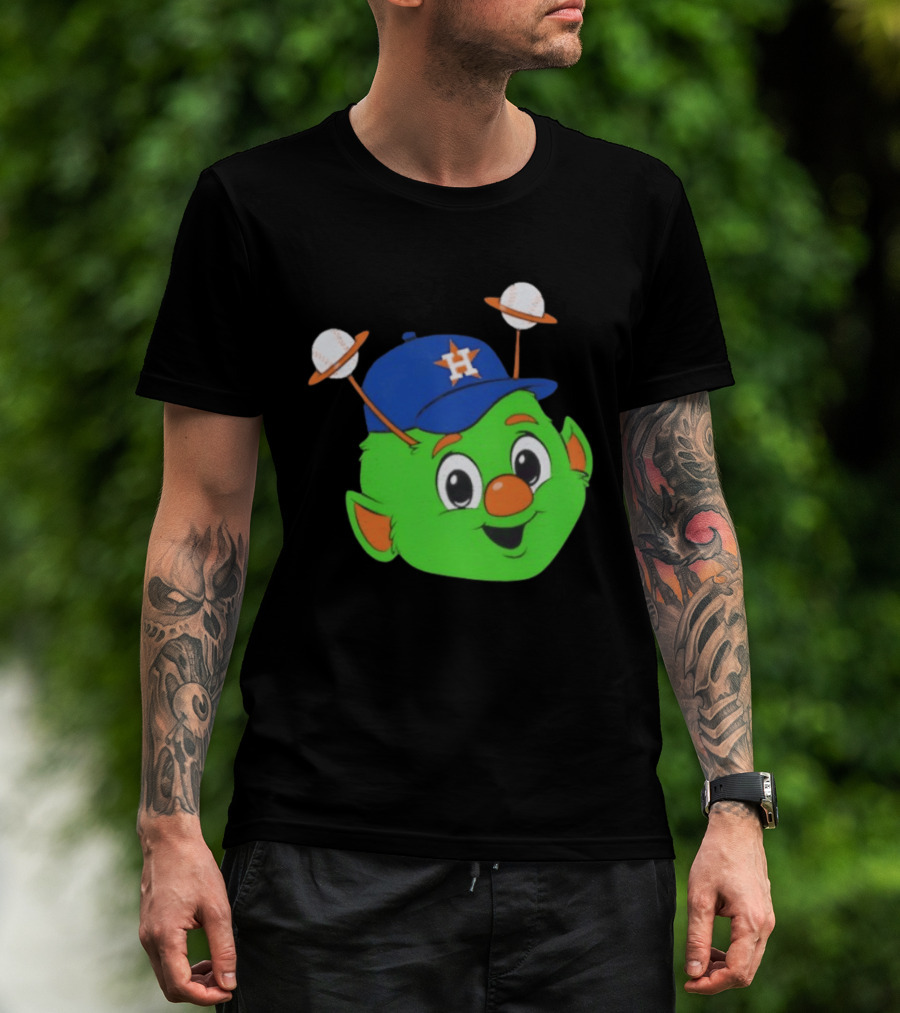 Houston Astros Orbit Character Face With Baseball Antennae T-Shirt