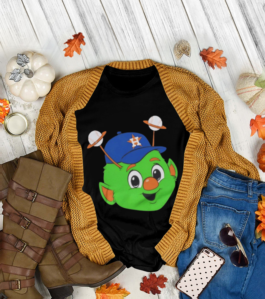 Houston Astros Orbit Character Face with Baseball Antennae T-Shirt