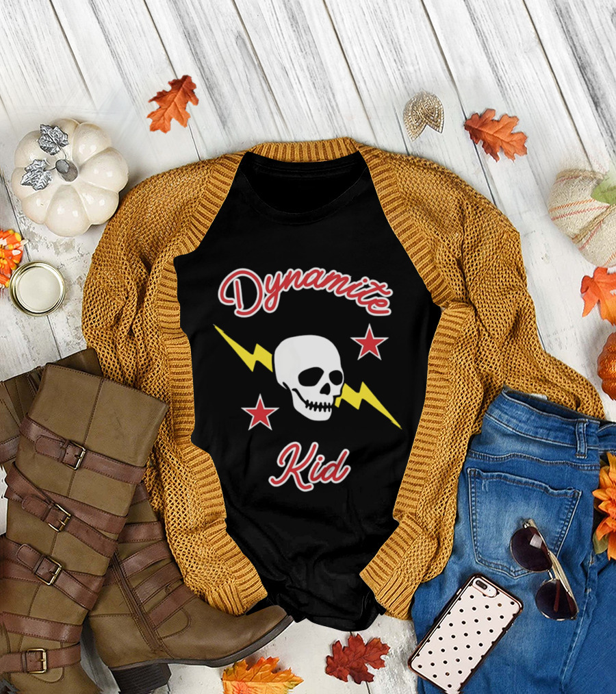 Dynamite Kid Skull Lightning Stars T-Shirt