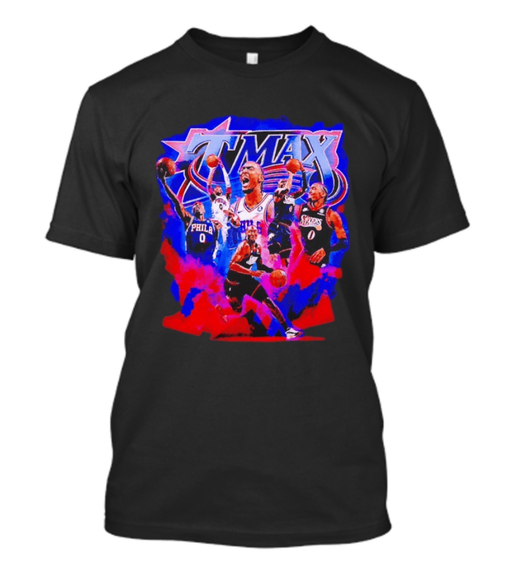 Tyrese Maxey MAX Philadelphia 76ers Basketball Action Montage T-Shirt