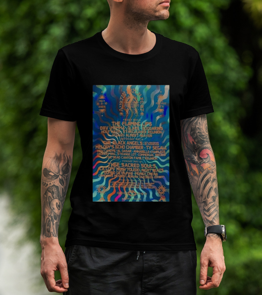 The Flaming Lips May 8 10 2026 Austin Concert DIIV Black Angels Thee Sacred Souls T-Shirt