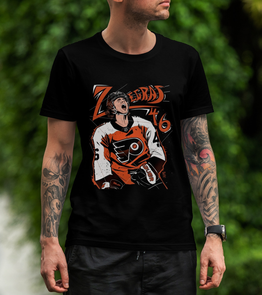 Zegras 46 Philadelphia Flyers Hockey Bauer Sports T-Shirt