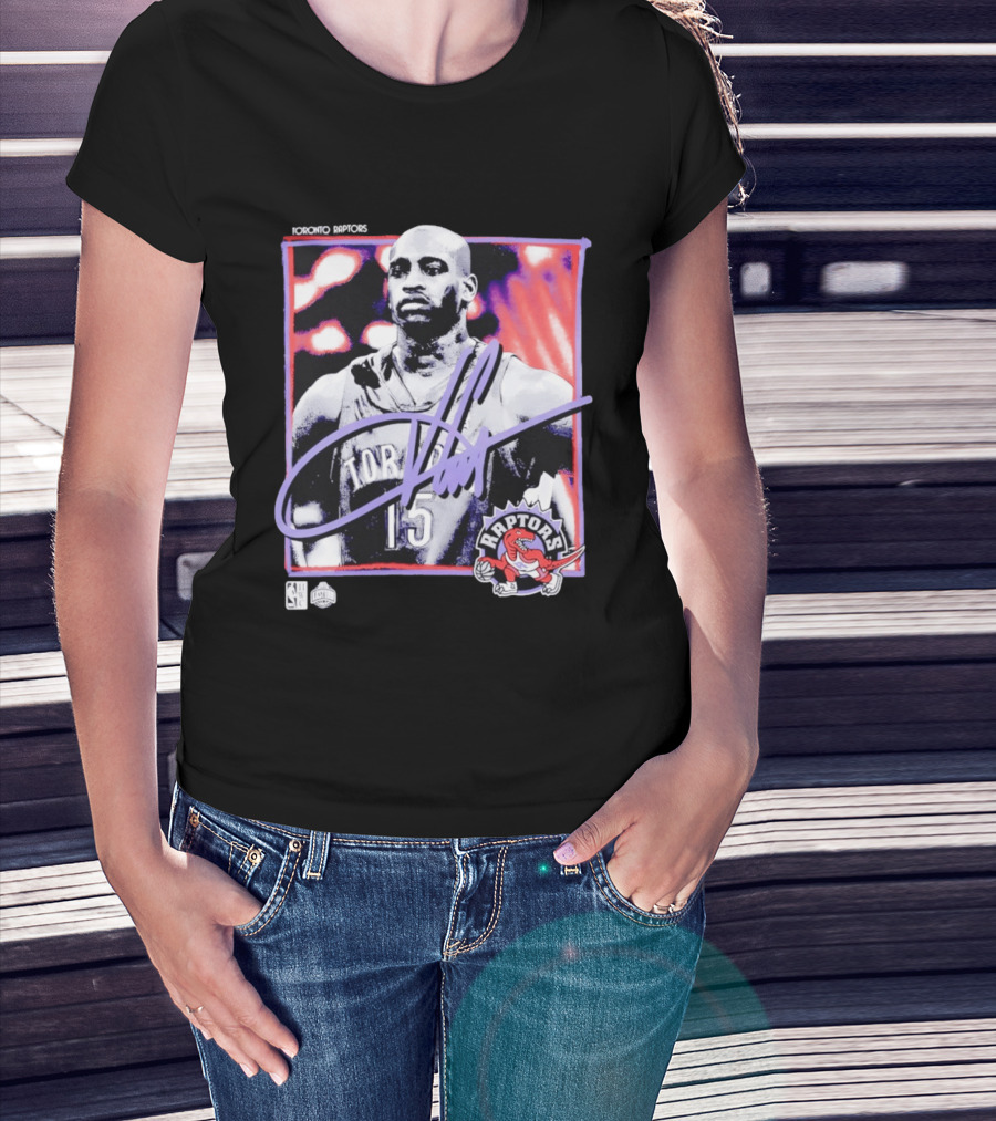 Vince Carter Number 15 Toronto Raptors NBA Hardwood Classics Freeze Frame T-Shirt