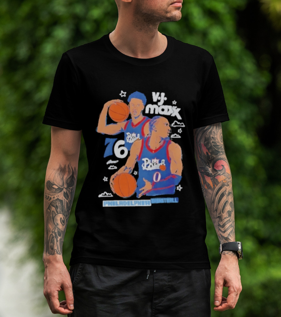 Vj Maxx Philadelphia 76ers Basketball Cartoon Nba 2026 T-Shirt