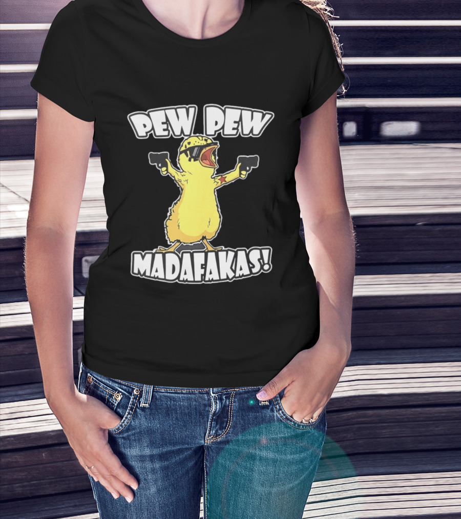 Pew Pew Madafakas Yellow Duck With Pistols T-Shirt