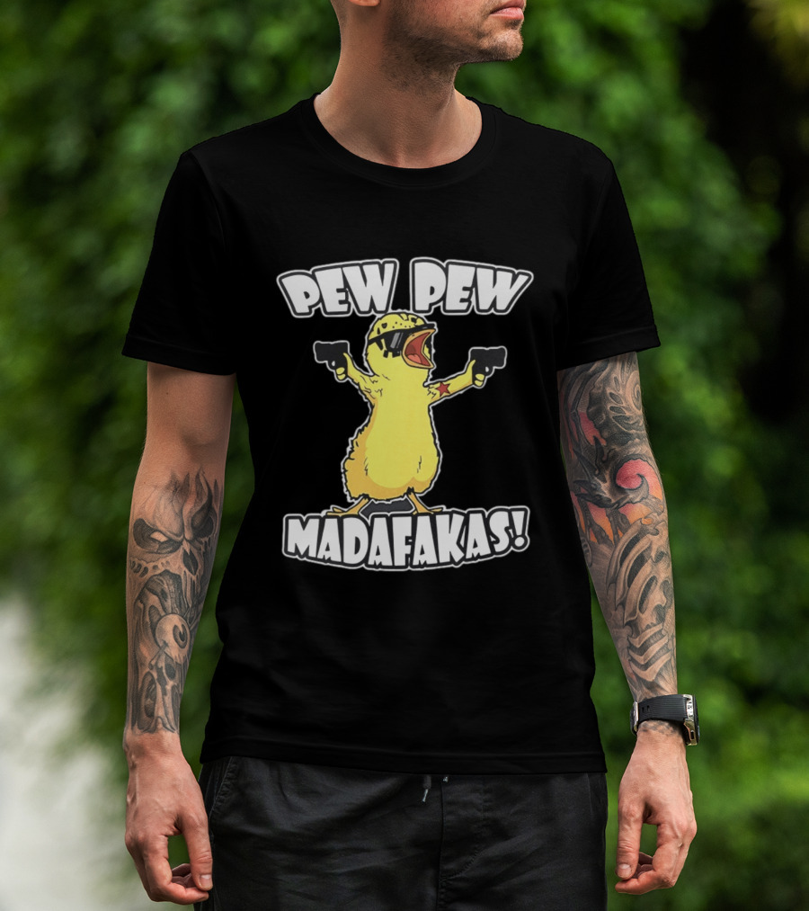 Pew Pew Madafakas Yellow Duck With Pistols T-Shirt