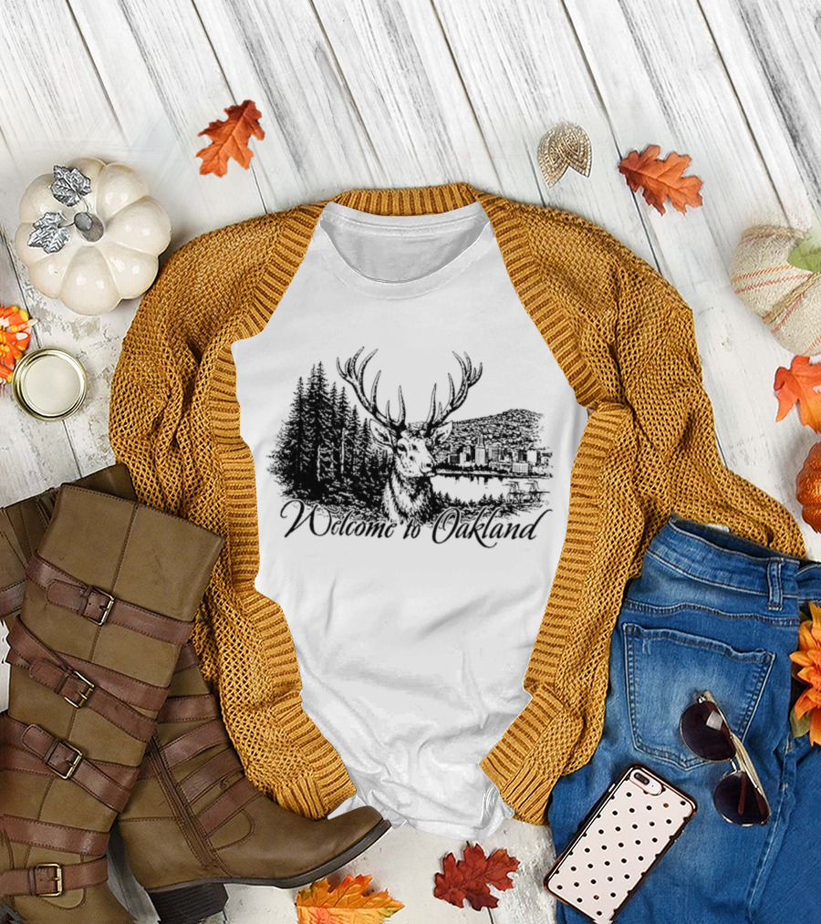 Welcome to Oakland Deer and Forest Scene T-Shirt