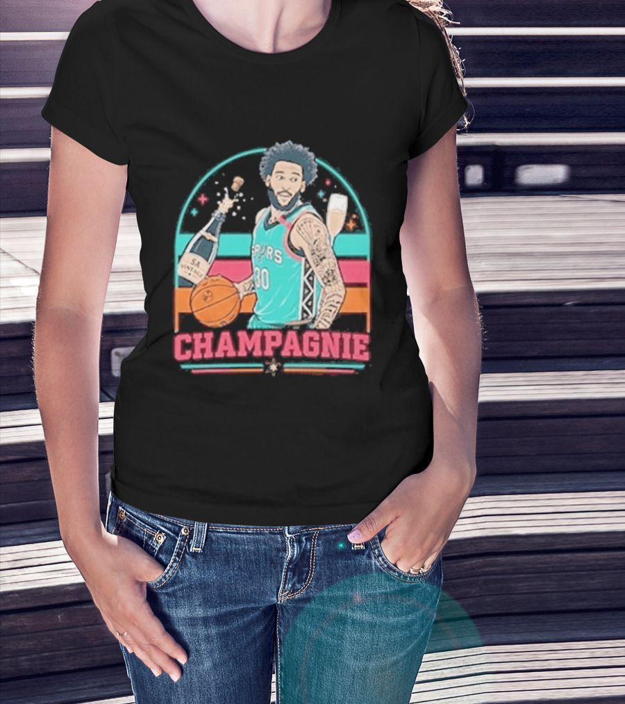 San Antonio Spurs Julian Champagnie 90s Style Basketball T-Shirt