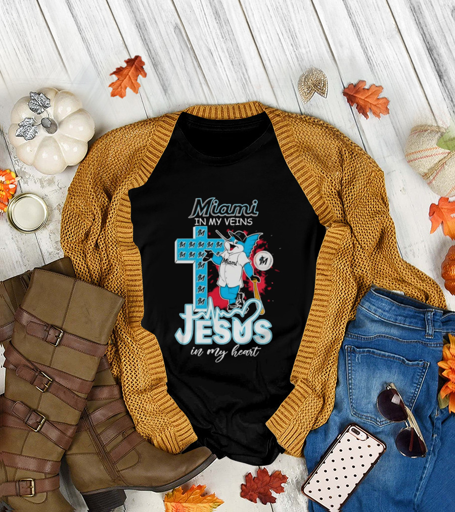 Miami Marlins Billy The Marlin Jesus In My Heart T-Shirt