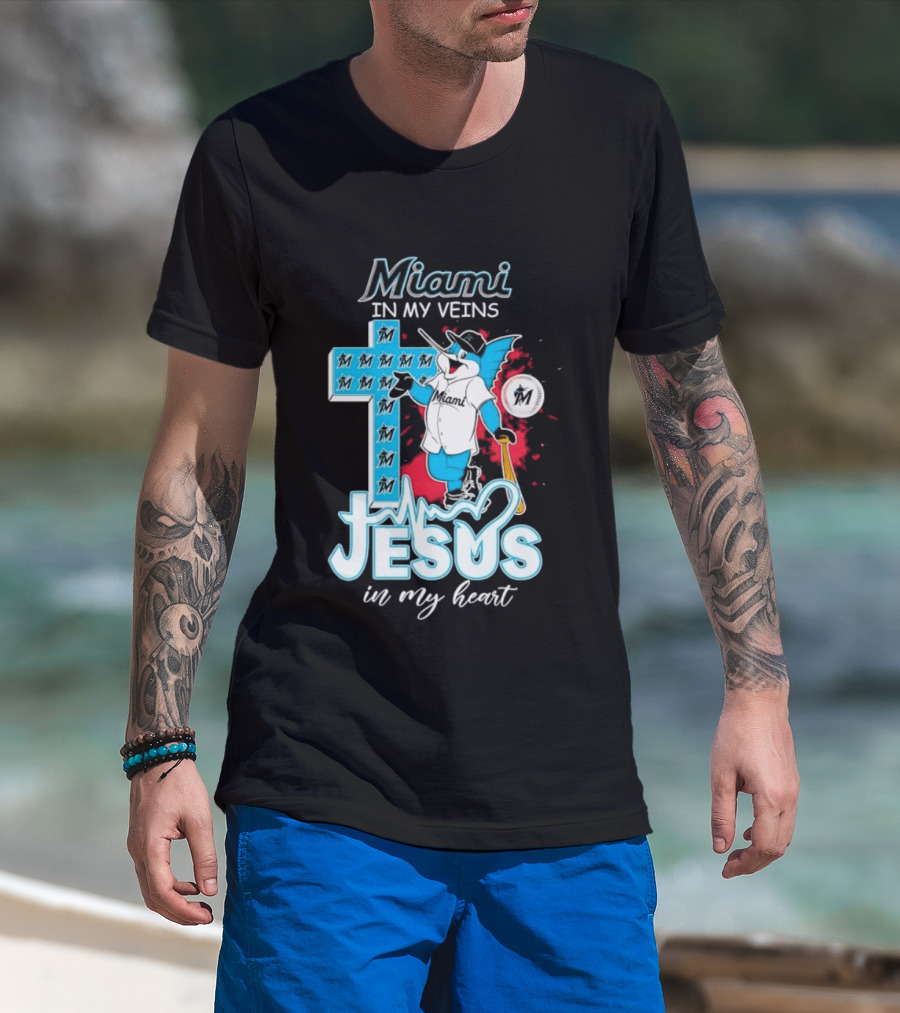 Miami Marlins Billy The Marlin Jesus In My Heart T-Shirt