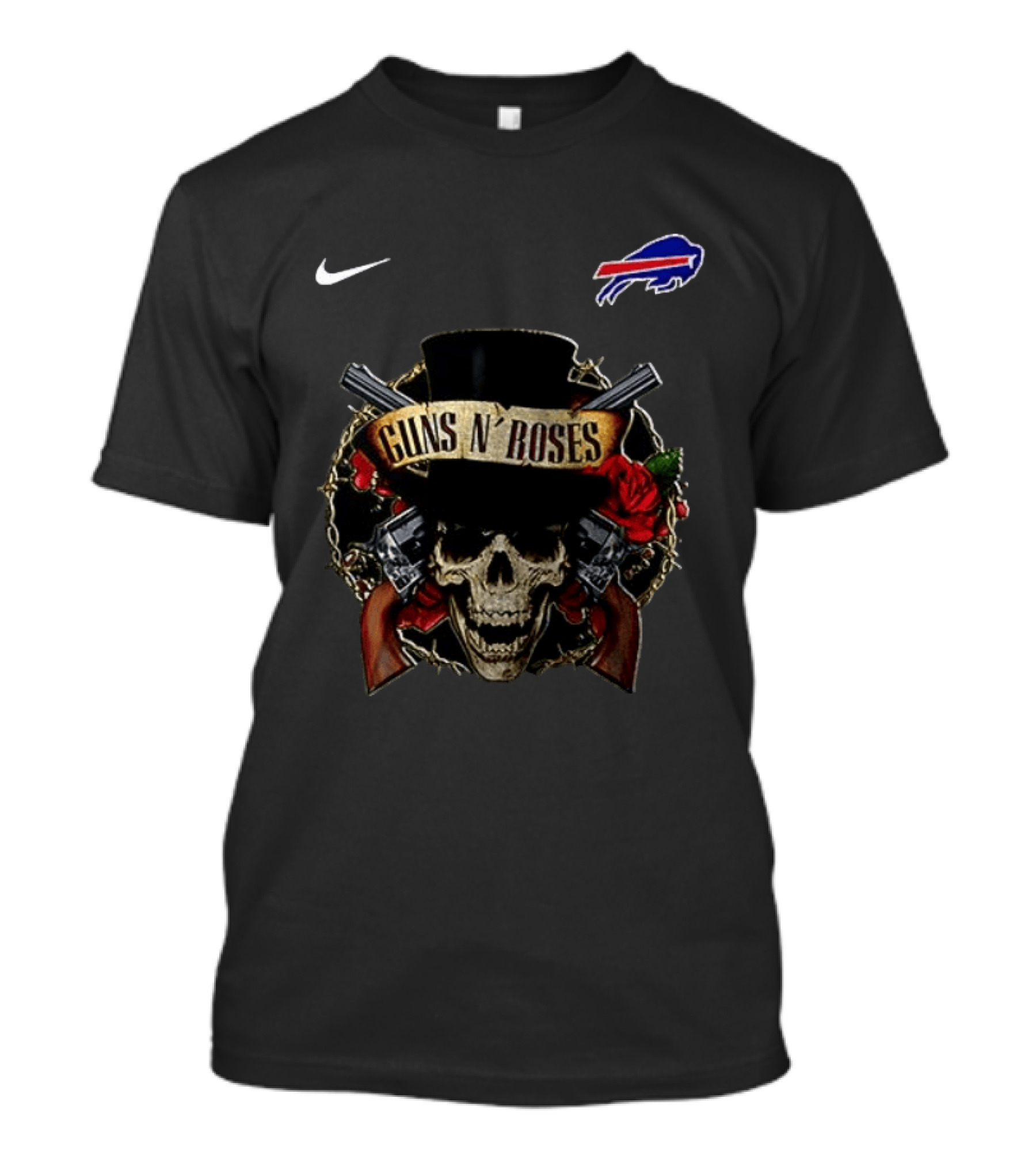 Buffalo Bills Guns N' Roses Skull Top Hat NFL Nike T-Shirt