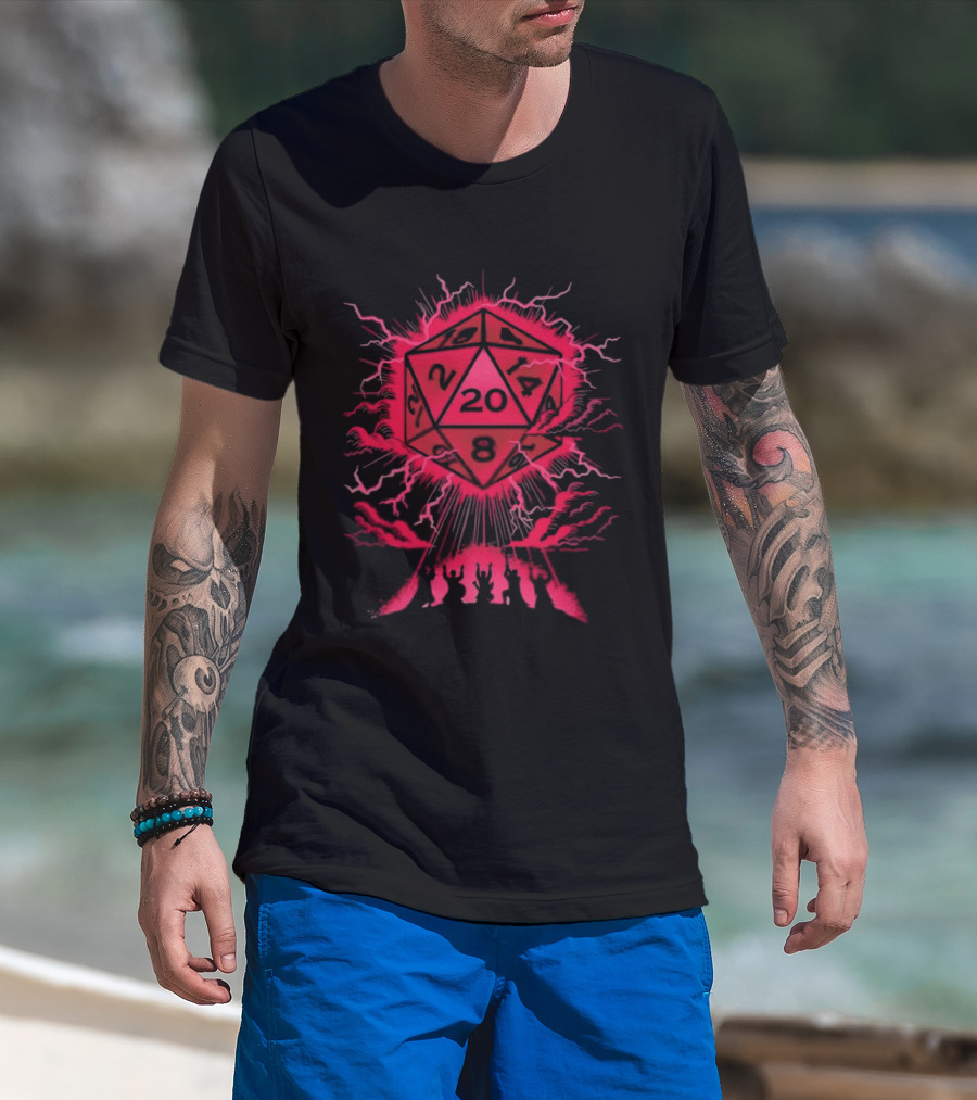 D20 Critical Blessing Dice Explosion Fantasy Game T-Shirt