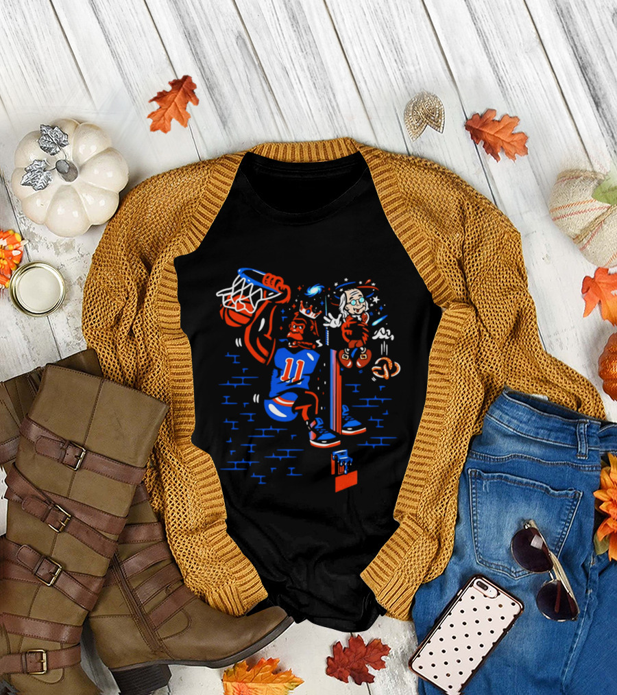 New York Knicks Basketball Number 11 Dunking Action T-Shirt