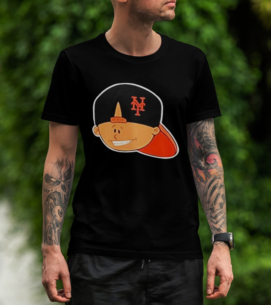 New York Mets Cartoon Kid Smiling Team Hat T-Shirt