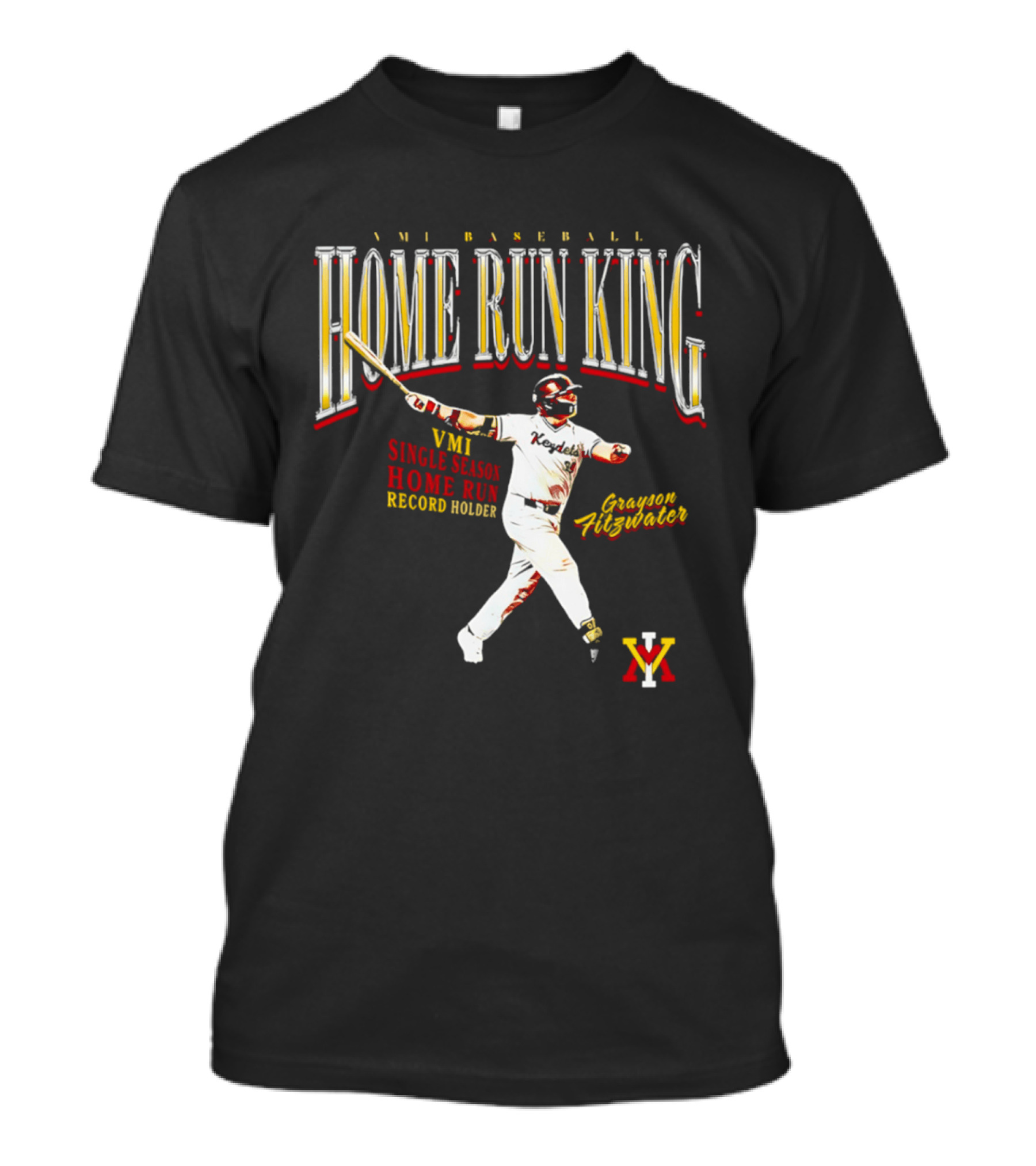 VMI Baseball Home Run King Grayson Fitzwater Single Season Record Holder T-Shirt