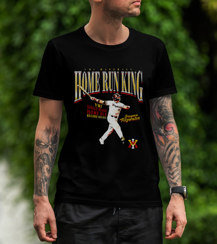 VMI Baseball Home Run King Grayson Fitzwater Single Season Record Holder T-Shirt
