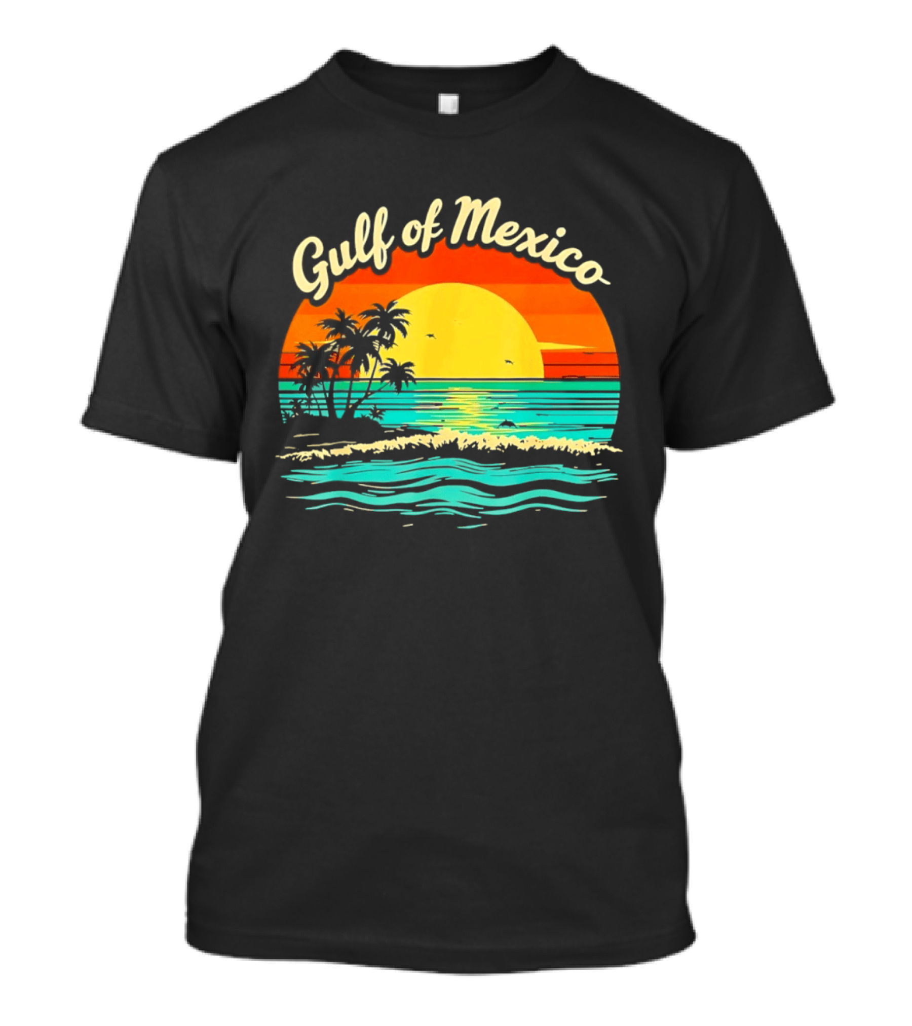 Gulf Of Mexico Beach Palms Summer Vacation Sunset Ocean Waves T-Shirt
