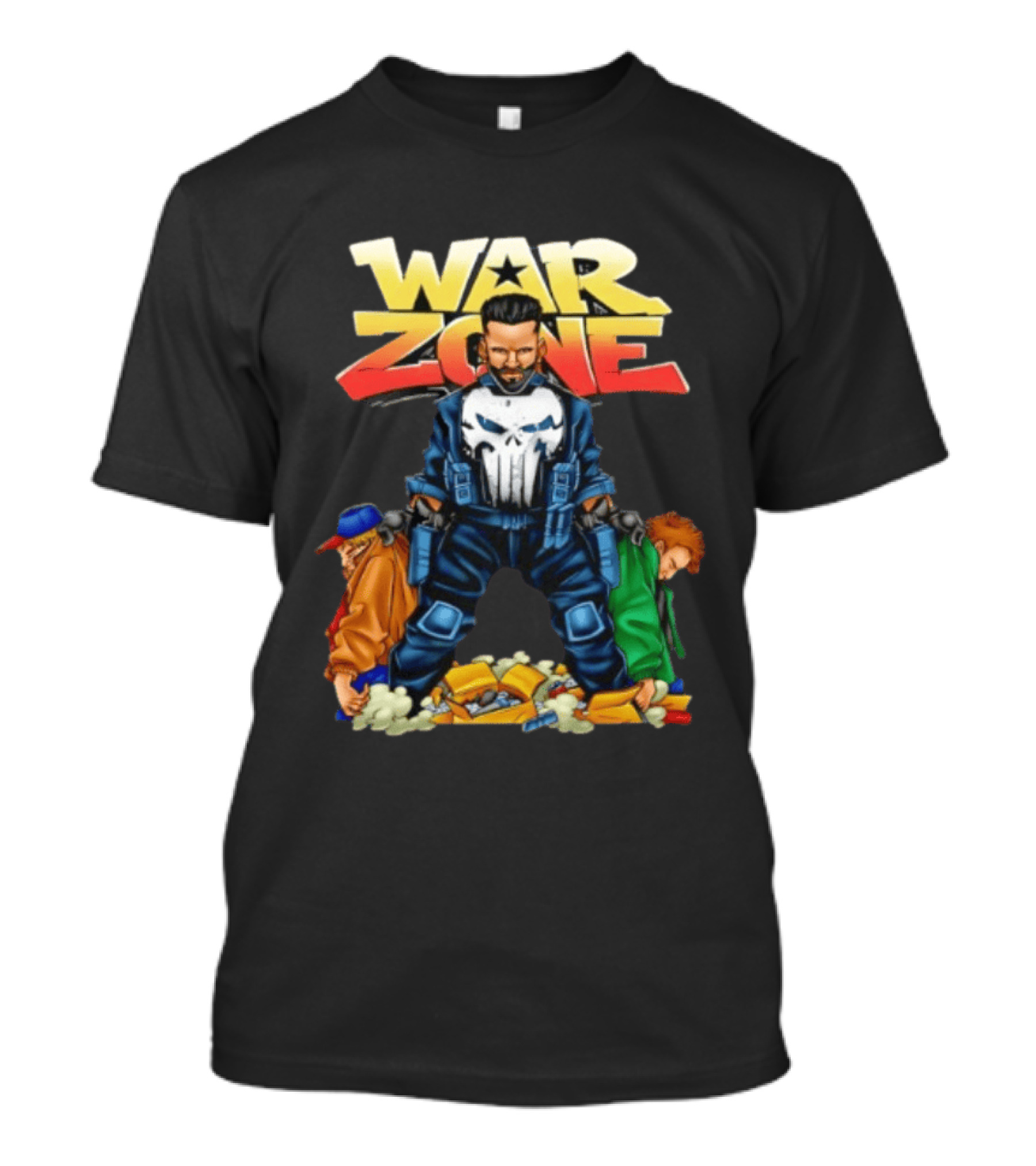 War Zone Original Cartoon Character With Two Enemies T-Shirt