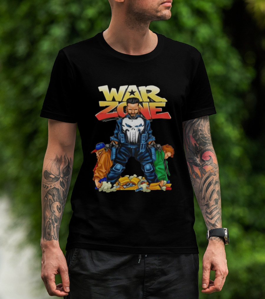 War Zone Original Cartoon Character With Two Enemies T-Shirt