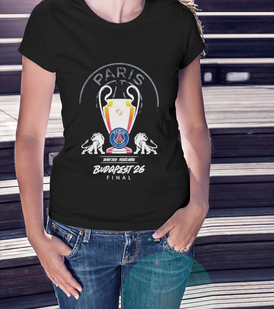 PSG Paris Saint Germain Budapest 2026 UCL Final Trophy T-Shirt
