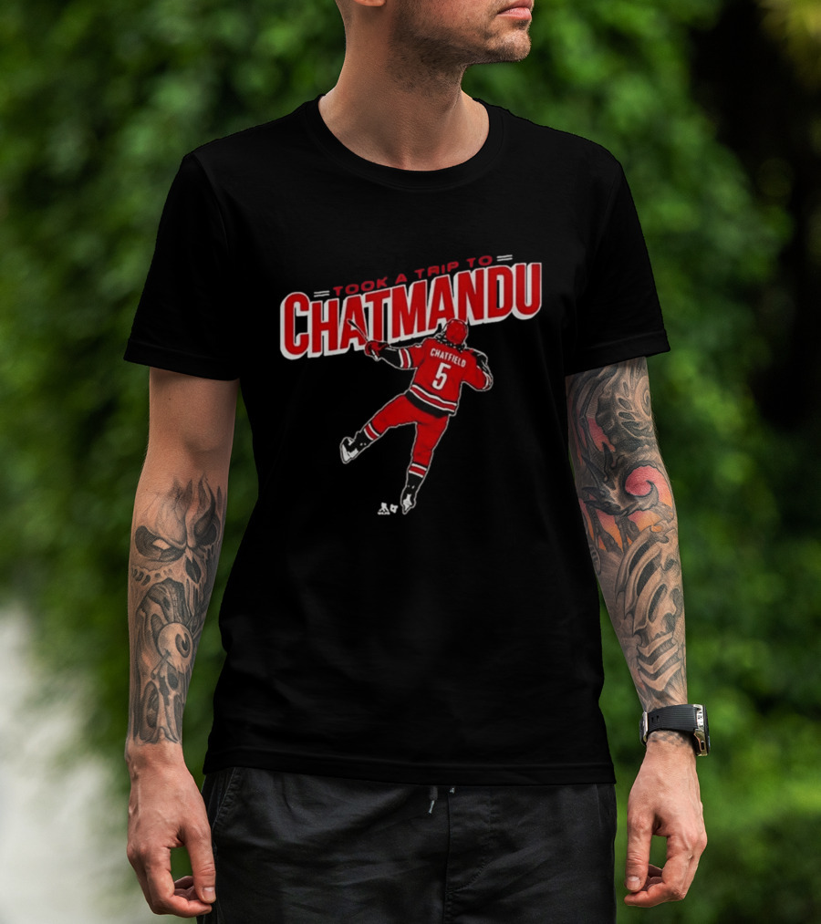 Took A Trip To Chatmandu Chatfield 5 Red Hockey T-Shirt