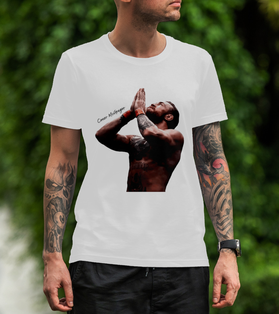 Conor McGregor Returning Pray Pose Tattooed MMA Fighter T-Shirt