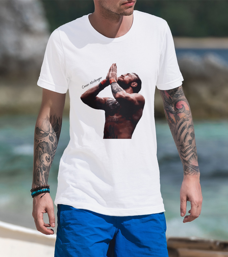 Conor McGregor Returning Pray Pose Tattooed MMA Fighter T-Shirt