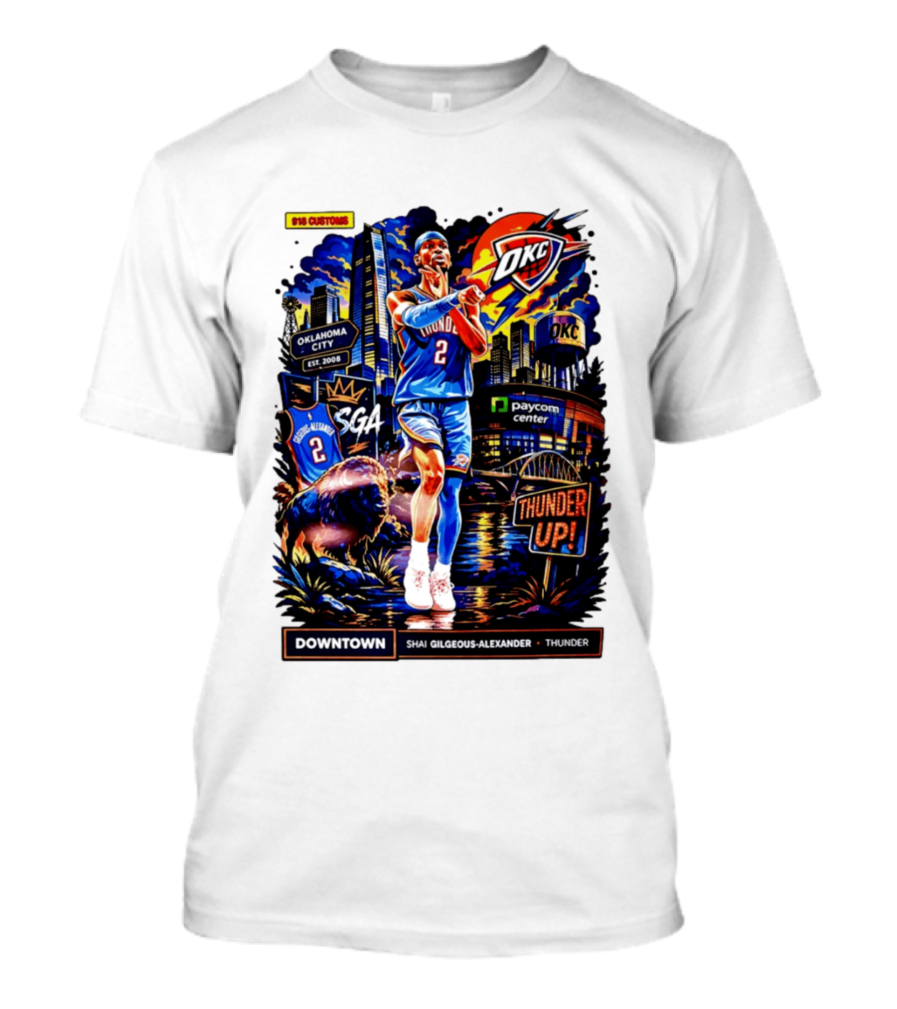 Shai Gilgeous Alexander OKC Thunder Up Downtown Oklahoma City Paycom Center T-Shirt