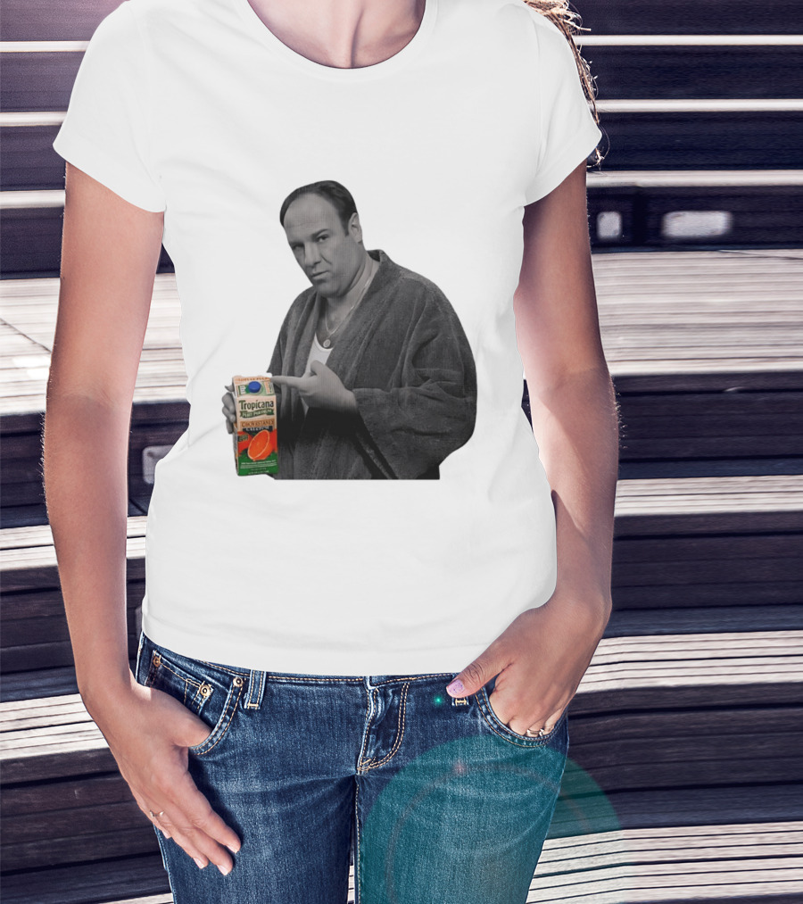 The Sopranos Tony Soprano Holding Tropicana Pure Premium Orange Juice T-Shirt