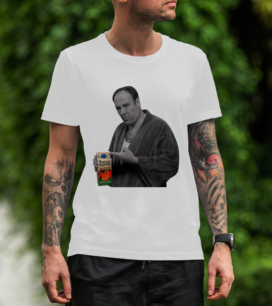 The Sopranos Tony Soprano Holding Tropicana Pure Premium Orange Juice T-Shirt