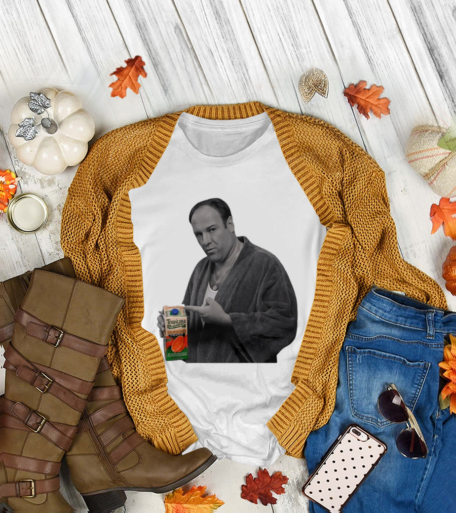 The Sopranos Tony Soprano Holding Tropicana Pure Premium Orange Juice T-Shirt