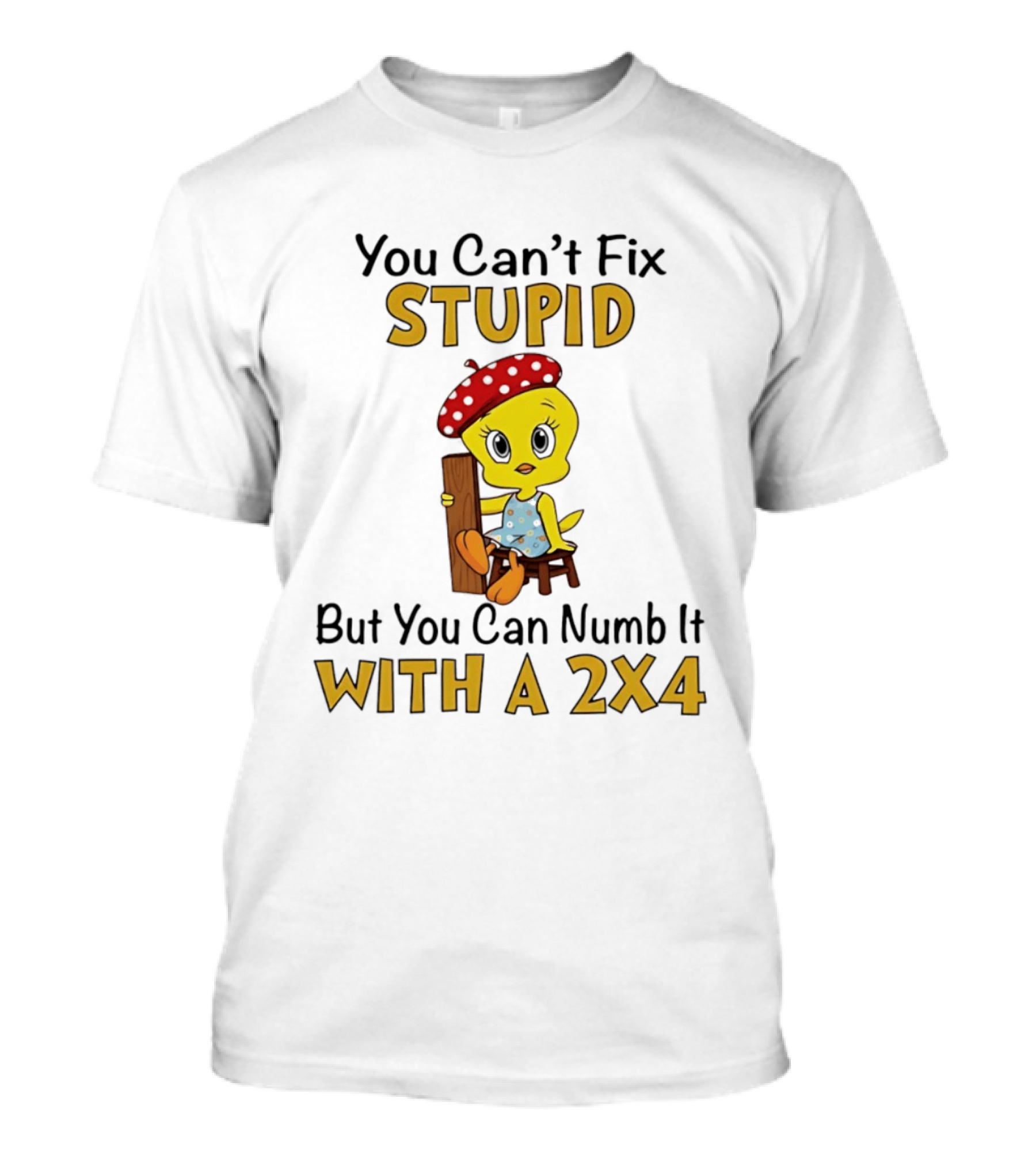 Tweety Bird You Can't Fix Stupid But You Can Numb It With A 2x4 T-Shirt
