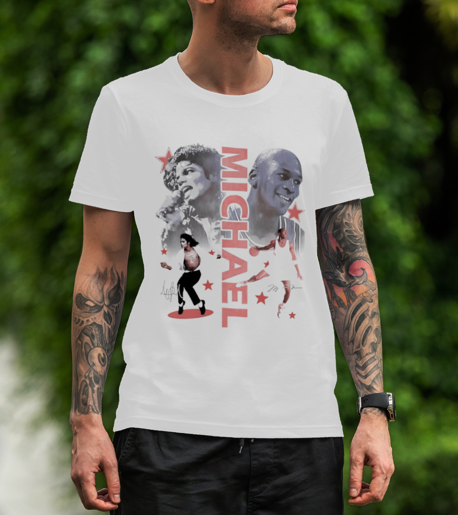 Michael Jordan Michael Jackson Two Legends Signatures Bootleg T-Shirt