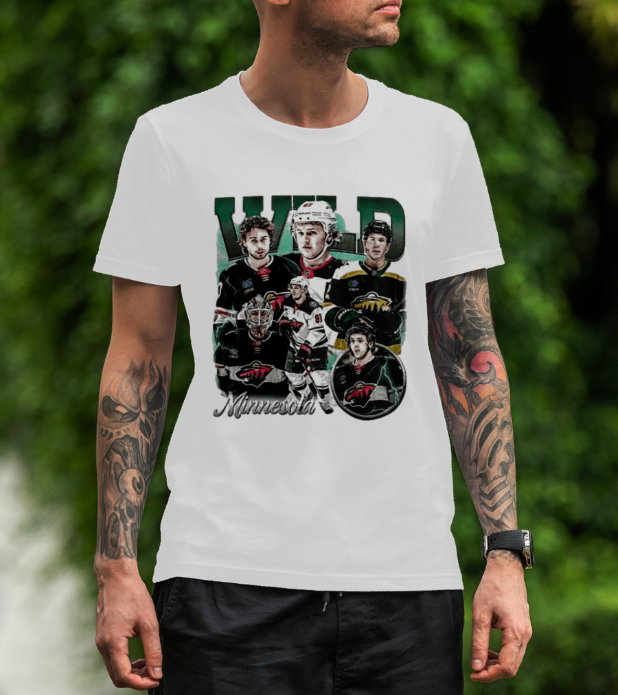 Minnesota Wild Ice Hockey Players Bootleg Comfort T-Shirt