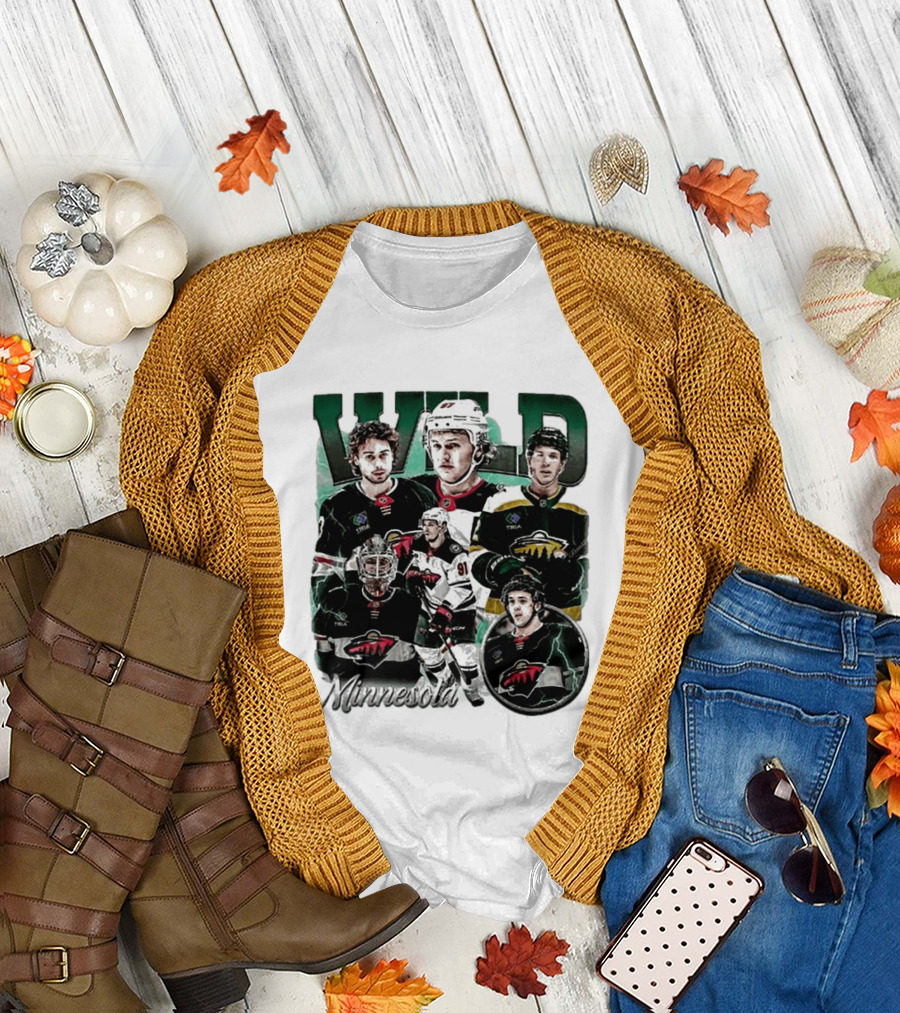 Minnesota Wild Ice Hockey Players Bootleg Comfort T-Shirt